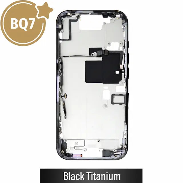 Mid-Frame Housing for iPhone 16 Pro-Black Titanium (With SIM Tray Version) (BQ7) (No Camera Control Button)