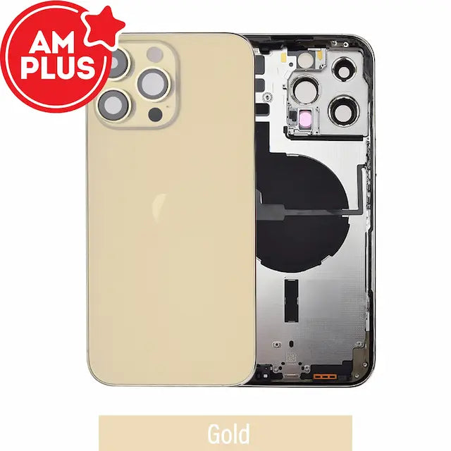 AMPLUS Rear Housing with Small Parts for iPhone 14 Pro Max-Gold