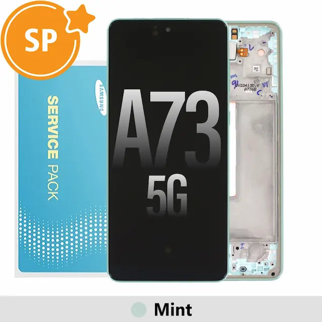 Samsung Galaxy A73 5G A736B OLED Screen Replacement Digitizer with Frame GH82-28884C/28686C (Service Pack)-Mint