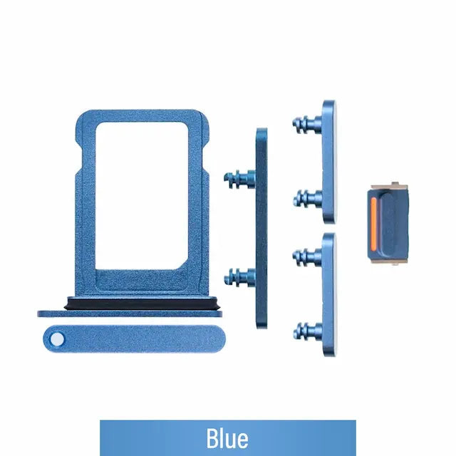 Single SIM Card Tray and Side Button for iPhone 13 mini-Blue