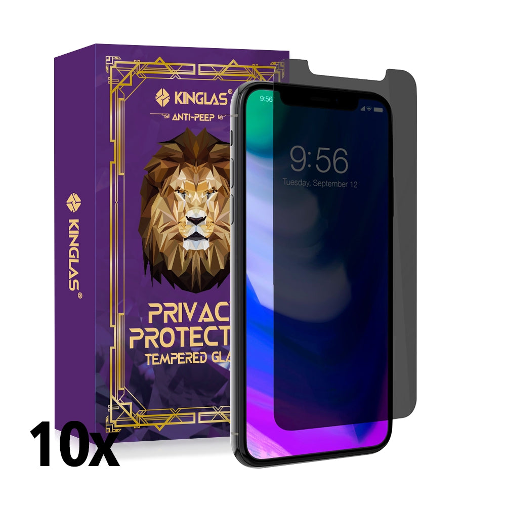 Kinglas 10 Packs Privacy Tempered Glass Screen Protector For iPhone X / XS / 11 Pro