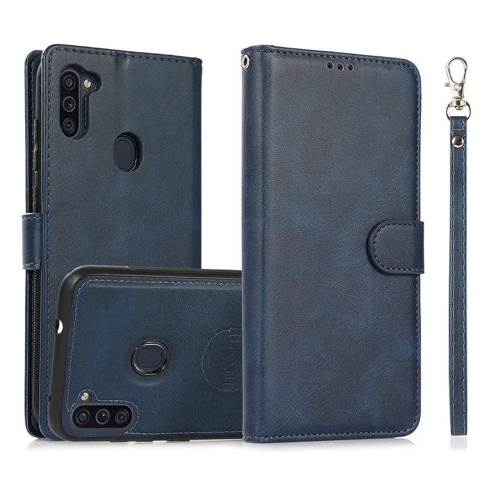 Magnetic Split PU Leather Flip Wallet Cover Case for Samsung Galaxy A11-Black