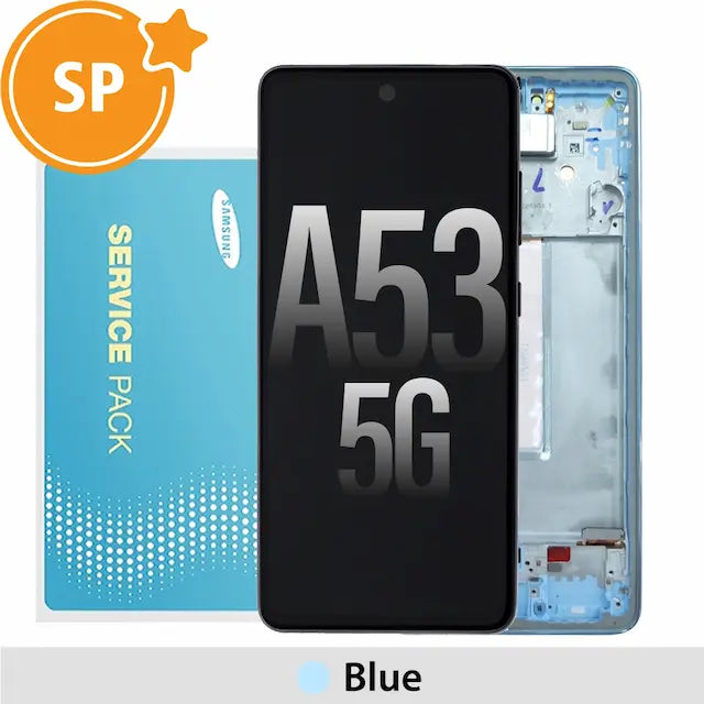 Samsung Galaxy A53 5G A536B / A536E OLED Screen Replacement with Frame GH82-28024C/28025C (Service Pack)-Blue